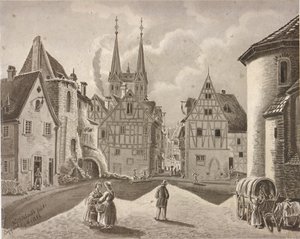 The Castle Square in Front of the Electoral Castle of Boppard Around 1853 by Nikolaus Schlad